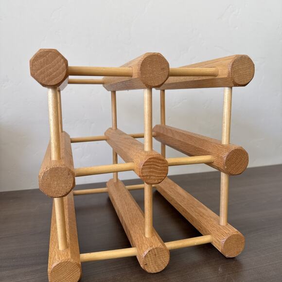 Vintage Mid Century Modern MCM SOLID WOOD Wine Rack‎ Umbrella Holder Handmade - Picture 8 of 9